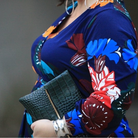 ELLOQUII | Printed Kimono L/S maxi dress faux wrap BEAUTIFUL! Sz 14 & 16 - Picture 3 of 9